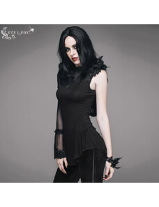 Camiseta de manga larga para mujer DEVIL FASHION - In Flux Gothic Top With Mesh Panel And Lace - ETT003