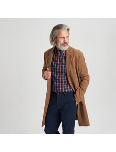 Willsoor Abrigo color marrón para hombre con estampado liso 14639