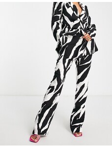 Pantalones con estampado de cebra de satén de 4th & Reckless (parte de un conjunto)-Multicolor