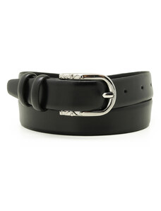 Willsoor Cinturón para mujer en color negro con hebilla plateada redonda 14780