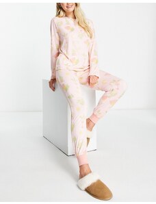 Pijama largo rosa claro estampado de The Wellness Project x Chelsea Peers