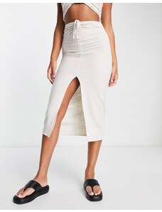 Falda color crema fruncida de lino Tayla de 4th & Reckless (parte de un conjunto)-Blanco