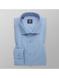 Willsoor Camisa Slim Fit Color Celeste Con Un Fino Patrón De Cuadros Para Hombre 14796