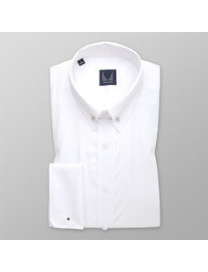 Willsoor Camisa Slim Fit Color Blanco Con Estampado Liso y Cuello De Pinza Para Hombre 14782