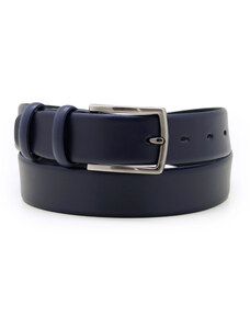 Willsoor Cinturón de cuero para hombre en color azul oscuro con hebilla cepillada 14808
