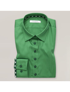 Willsoor Camisa para mujer color verde con elementos florales 14478