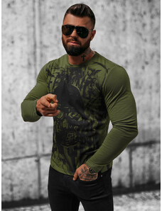 Camiseta de manga larga de hombre verde OZONEE O/B257