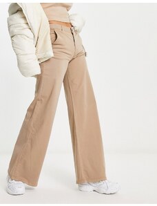 Pantalones beis de pernera ancha y talle alto de Urban Classics-Beis neutro