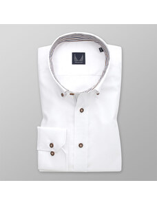 Willsoor Camisa Slim Fit Color Blanco Con Estampado Liso Para Hombre 14832
