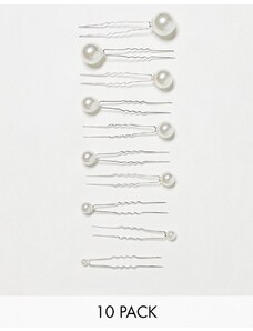 Pack de 10 pasadores para el cabello con diseño de perlas de Easilocks-Sin color