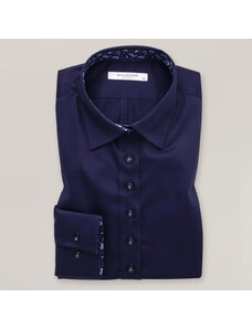 Willsoor Camisa Color Azul Oscuro Con Patrón de Cachemira Para Mujer 14853