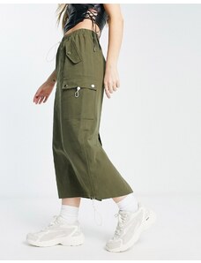 Simmi Clothing Falda larga caqui cargo con cordón ajustable de SIMMI-Verde