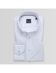 Willsoor Camisa Slim Fit Color Blanco Con Patrón De Cuadros Para Hombre 14871