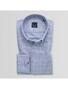 Willsoor Camisa Slim Fit Color Celeste Con Patrón De Cuadros Para Hombre 14893