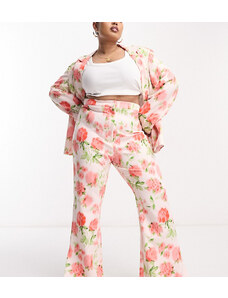Pantalones de traje con estampado floral de ASOS Luxe Curve-Multicolor