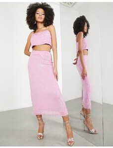 Falda de tubo midi rosa de lentejuelas de ASOS Edition