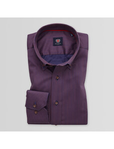Willsoor Camisa Slim Fit Color Borgoña Con Patrón De Rayas Color Marrón Para Hombre 14906