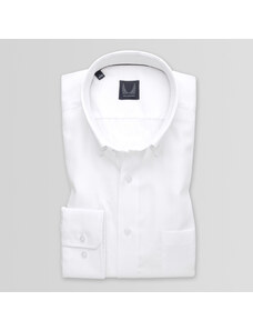Willsoor Camisa Slim Fit Color Blanco Con Material Tipo Oxford Para Hombre 14917