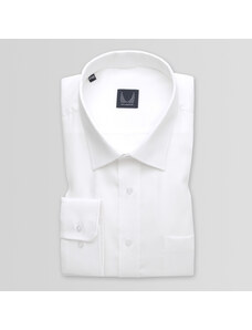 Willsoor Camisa clásica para hombre en blanco con tipo material oxford 14919
