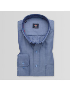 Willsoor Camisa clásica para hombre en color azul con un estampado delicado 14920