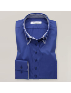 Willsoor Camisa de mujer azul oscuro con elementos contrastantes 12595