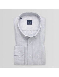 Willsoor Camisa clásica para hombre en color blanco con cuadros azul oscuro 14928