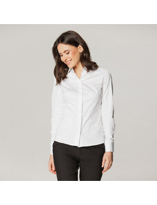 Willsoor Elegante camisa de mujer color blanco con patrón suave 13343