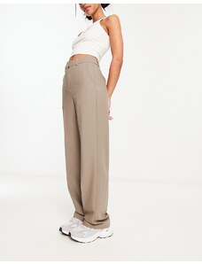 Pantalones de sastre marrón grisáceo de talle alto Mary de JJXX