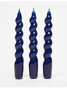 MAEGAN Pack de 3 velas azul marino con diseño ahusado en espiral de MÆGEN-Sin color