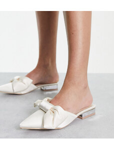 Sandalias de novia color marfil destalonadas tipo pantuflas con lazo delantero Alezae de Be Mine Wide Fit-Blanco