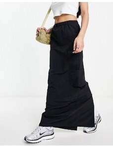 Falda larga negra de estilo paracaidista de nailon de ASOS Weekend Collective-Black