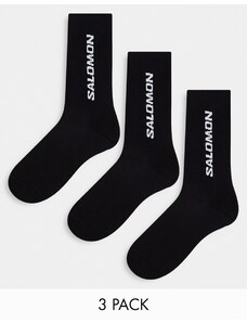 Pack de 3 pares de calcetines deportivos negros diarios unisex de Salomon-Black