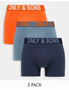 Pack de 3 calzoncillos de varios colores con logo en la cinturilla de Only & Sons-Multicolor