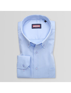 Willsoor Camisa clásica en color azul con un estampado liso 14996