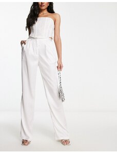 Pantalones de novia de pernera recta con pinzas de Extro & Vert (parte de un conjunto)-Blanco