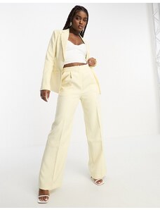 Pantalones color vainilla de pernera ancha y tiro alto de The Frolic (parte de un conjunto)-Beis neutro