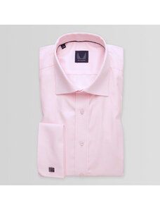 Willsoor Camisa clásica para hombre en color rosa claro con estampado liso 15006