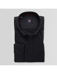 Willsoor Camisa clásica para hombre en color negro con un estampado liso 15010