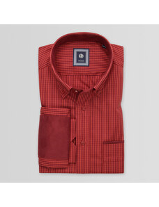Willsoor Camisa Slim Fit Color Rojo Con Patrón De Cuadros Para Hombre 15019
