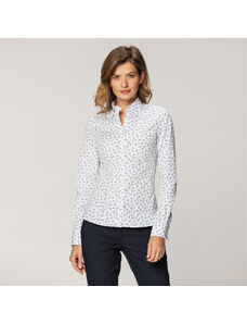 Willsoor Camisa blanca moderna para mujer de colores con estampado floral 14948