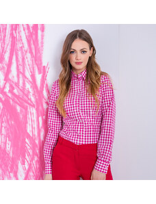 Willsoor Camisa moderna para mujer en color rosa con blanco hueso 14971