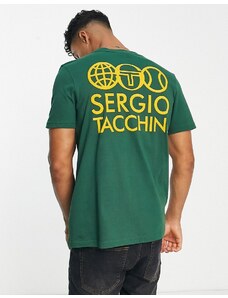 Camiseta verde con estampado en la espalda de Sergio Tacchini