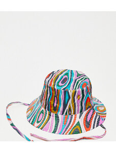 Sombrero de pescador multicolor con estampado efecto vetas de madera para festivales de Baggu