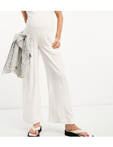 ASOS Maternity Pantalones blanco hueso sin cierres de mezcla de lino de ASOS DESIGN Maternity