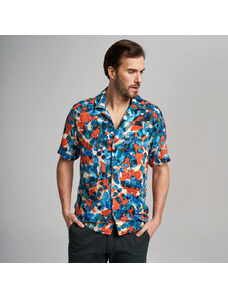 Willsoor Camisa de colores de estilo hawaiano para hombre con motivos geométricos 14383