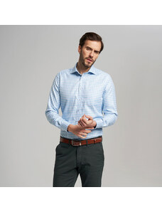 Willsoor Camisa Slim Fit Color Celeste Con Patrón De Cuadros Para Hombre 15011