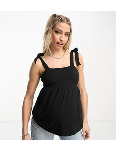 ASOS Maternity Top veraniego negro con tirantes anudados y sobrefalda de ASOS DESIGN Maternity-Black