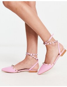 Zapatos planos lilas con diseño envolvente en el tobillo y tachuelas Laurena de BEBO-Morado
