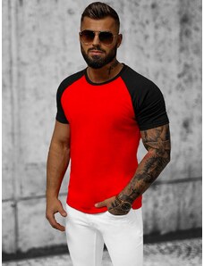 Camiseta de hombre negro-rojo OZONEE JS/8T82/8Z