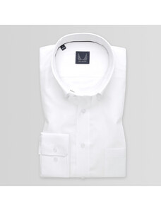 Willsoor Camisa Slim Fit Color Blanco Con Estampado De Rayas Finas Para Hombre 15098